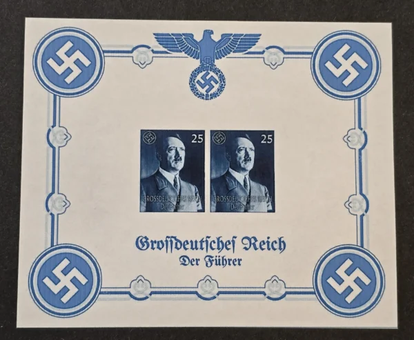 Adolf Hitler The Fuhrer Third Reich WW2 Nazi German Souvenir Stamp Sheet