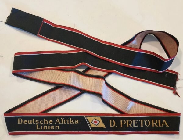 af1-e015303.jpg WW2 German Kriegsmarine KdF Deutsche Afrika-Linien D. PRETORIA Cap Tally Ribbon