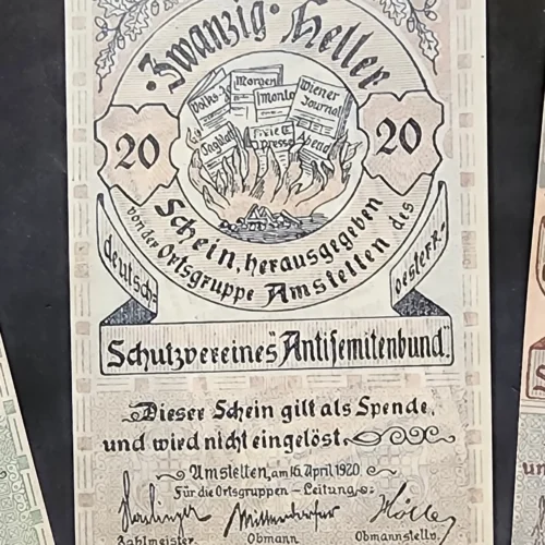 Anti Semitic Jewish Currency Austrian Antisemiticbund Notgelds lot x 4