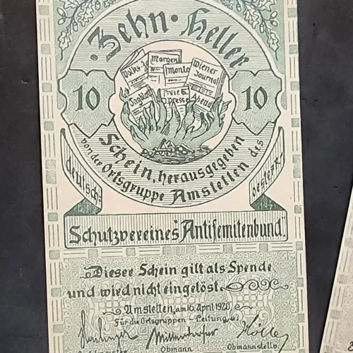 Anti Semitic Jewish Currency Austrian Antisemiticbund Notgelds lot x 4