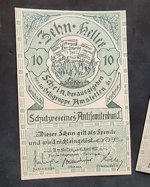 Anti Semitic Jewish Currency Austrian Antisemiticbund Notgelds lot x 4