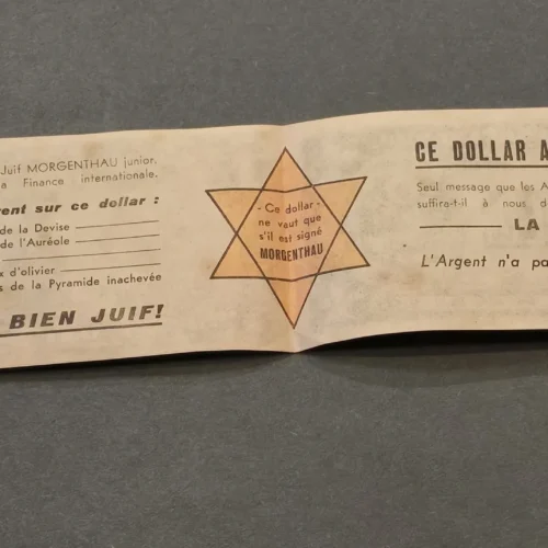 Anti Semitic Jewish Star of David German French Propaganda Leaflet WW2