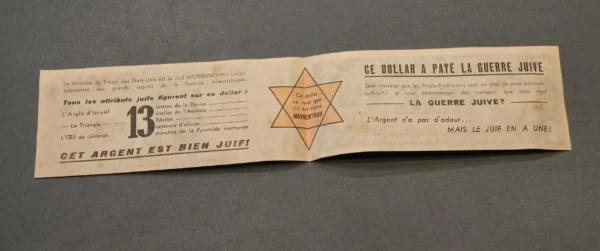 Anti Semitic Jewish Star of David German French Propaganda Leaflet WW2