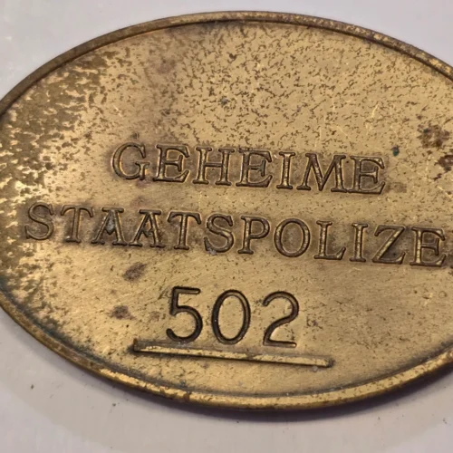 Bronze Gestapo Warrant Disc Police Badge WW2 Nazi German Third Reich Polizei
