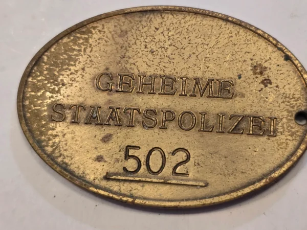 Bronze Gestapo Warrant Disc Police Badge WW2 Nazi German Third Reich Polizei