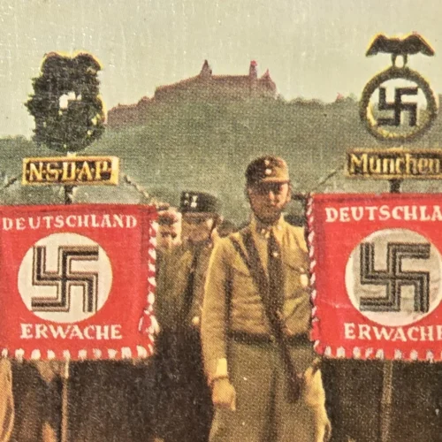 DEUTSCHLAND ERWACHE! Germany Awakens Swastika Standard Flag Cigarette Card Nazi German Third Reich