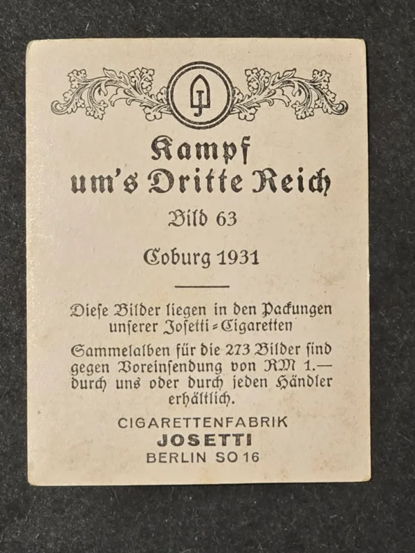 DEUTSCHLAND ERWACHE! Germany Awakens Swastika Standard Flag Cigarette Card Nazi German Third Reich