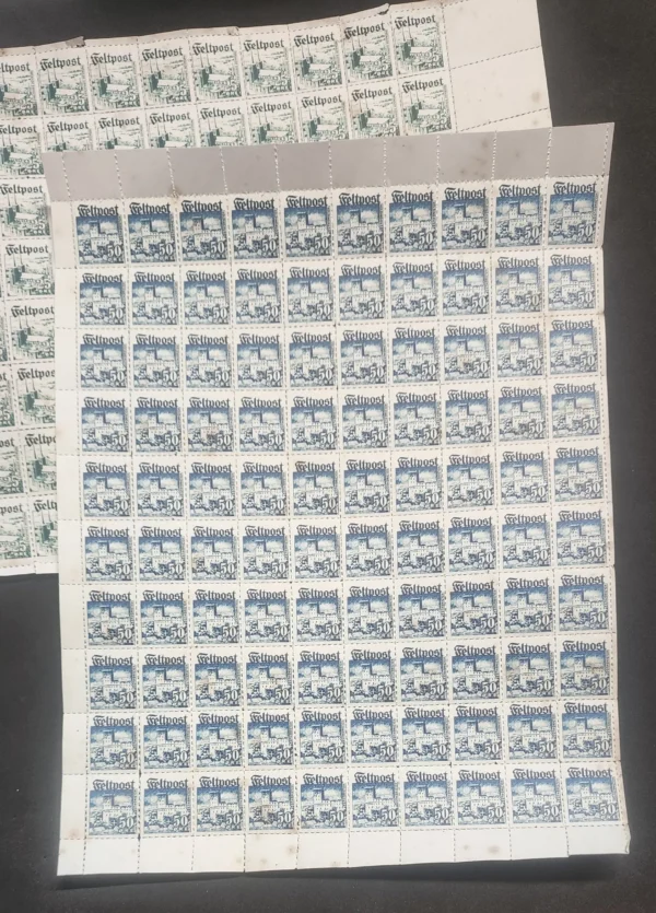 Feldpost Stamp Sheets x 3 WW2 Nazi German Third Reich Soldiers Mail