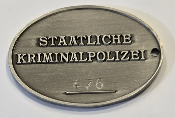 Gestapo Bronze Warrant Disc WW2 Nazi German NSDAP Third Reich State Criminal Police Badge SS