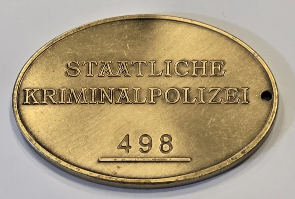 Gestapo Bronze Warrant Disc WW2 Nazi German NSDAP Third Reich State Criminal Police Badge