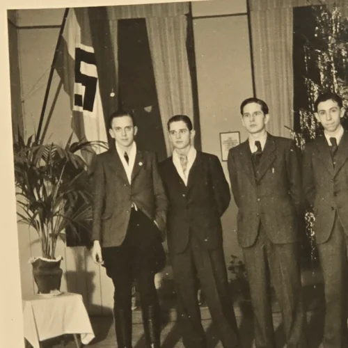 Hitler Youth HJ Leaders! Rare WW2 German Photo w Student Org Flag Banner Third Reich NSDAP