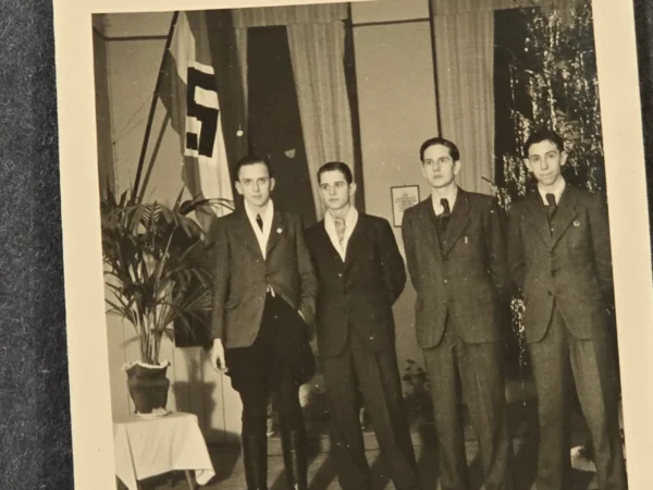Hitler Youth HJ Leaders! Rare WW2 German Photo w Student Org Flag Banner Third Reich NSDAP