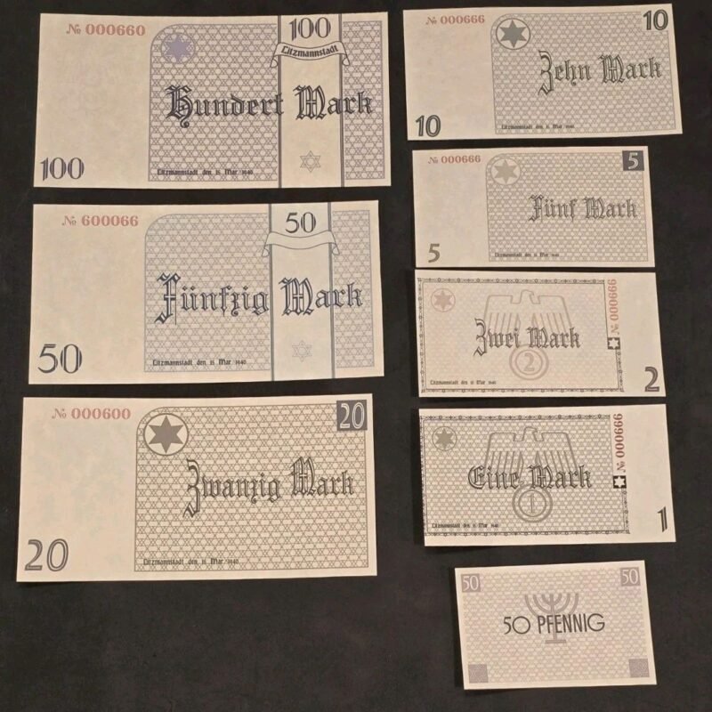 lodz1.jpg THIRD REICH Nazi German Jewish LODZ LITZMANNSTADT Getto Ghetto Currency notes