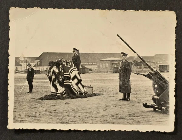 luftwaffe-swastika-battle-flag-w-flak-cannon-officers-steel-helmet-guard-w-sword-parade-ph-02-ed888130 Luftwaffe Swastika Battle Flag w Flak Cannon - Officers Steel Helmet Guard w Sword Parade Photo WW2 German