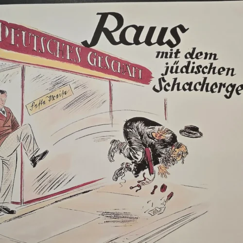 NO JEWS ALLOWED! German Store Kicks out Jewish Patron WW2 Anti Semitic Poster Print