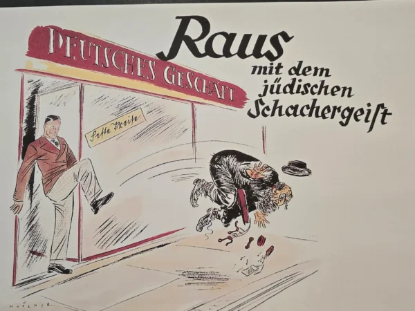 NO JEWS ALLOWED! German Store Kicks out Jewish Patron WW2 Anti Semitic Poster Print