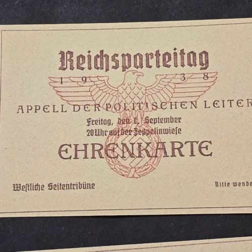 NSDAP German Third Reich 1938 Reichsparteitag Ehrenkarte Honor Pass Ticket Lot of 7 Nuremberg Rally