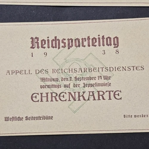 NSDAP German Third Reich 1938 Reichsparteitag Ehrenkarte Honor Pass Ticket Lot of 7 Nuremberg Rally