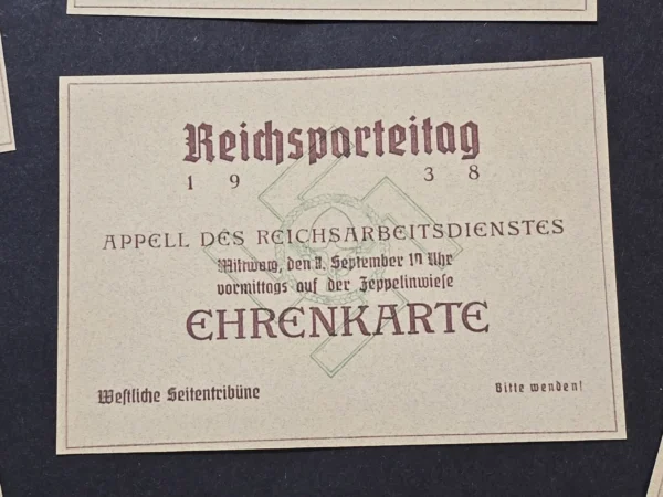 NSDAP German Third Reich 1938 Reichsparteitag Ehrenkarte Honor Pass Ticket Lot of 7 Nuremberg Rally