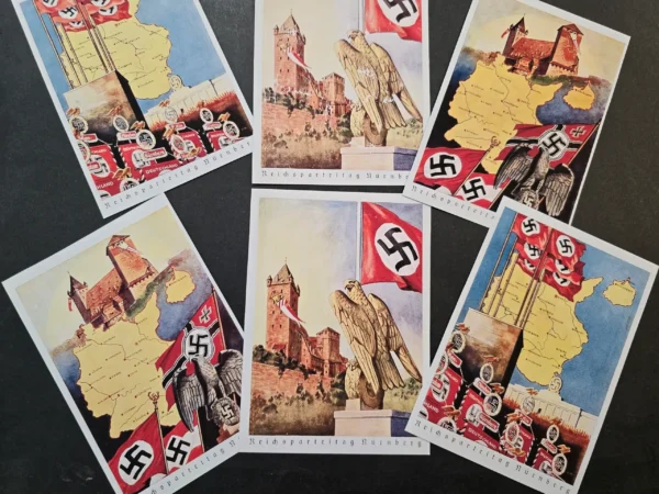 NSDAP Reichsparteitag Nurnberg Postcard Collection Complete set w Puzzle Back WW2 Nazi German