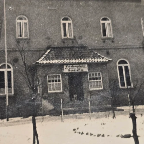 NSDAP Third Reich DAF Center Building w Swastika Cogwheel Flags Banners