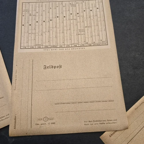 Original 1944 German Feldpost Letter Sheets Lot of 5 Unused WWII Mailers w/ Calendar