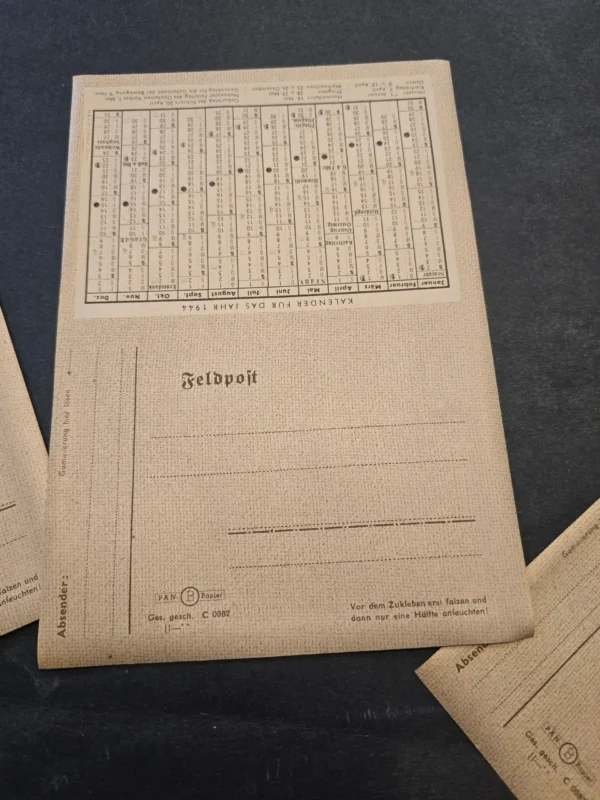 Original 1944 German Feldpost Letter Sheets Lot of 5 Unused WWII Mailers w/ Calendar