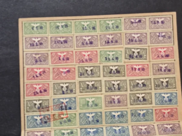 Original German Third Reich 1939 German Winter Relief (WHW) Savings Card w Complete Stamp Set 1940 Wien (Vienna)