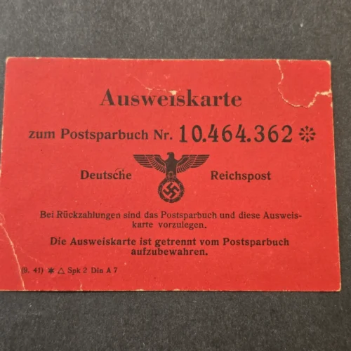 Original WWII German Deutsche Reichspost Postsparbuch Ausweiskarte ID Card Lot