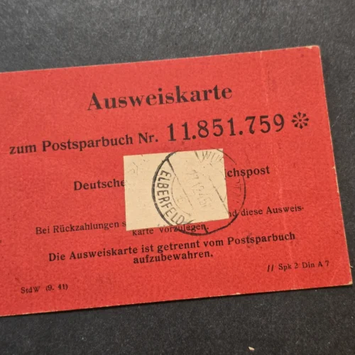 Original WWII German Deutsche Reichspost Postsparbuch Ausweiskarte ID Card Lot