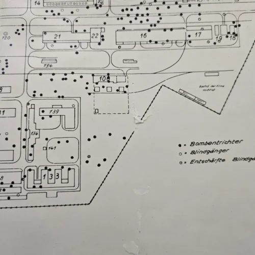 Original WWII German Industrial Map Wesseling Oil Plant Bomb Damage 1944 Plan