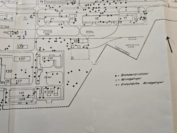 Original WWII German Industrial Map Wesseling Oil Plant Bomb Damage 1944 Plan