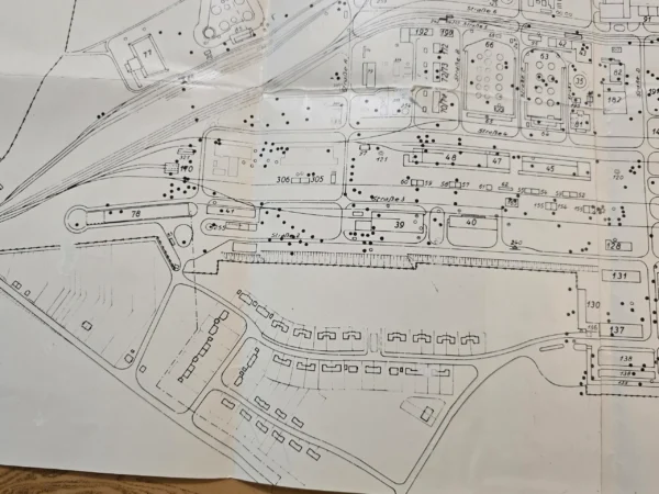 Original WWII German Industrial Map Wesseling Oil Plant Bomb Damage 1944 Plan
