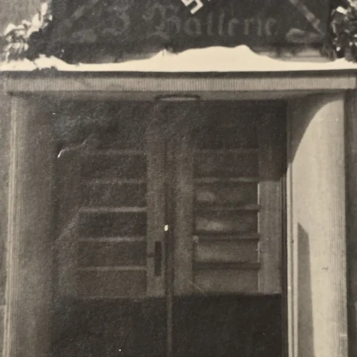 Original WWII Luftwaffe 3. Swastika Eagle Batterie Barracks Entrance Photo Flak Unit Sign German Photo