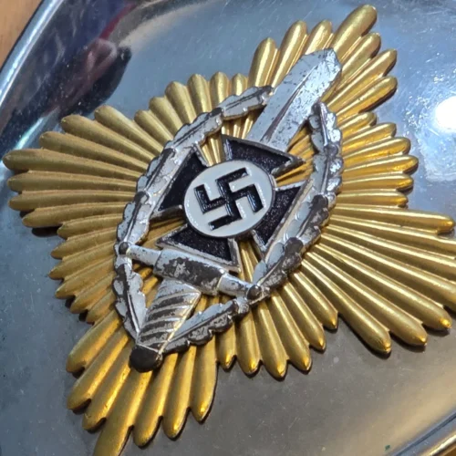 Original WWII Nazi German Third reich NSDAP NSKOV Veterans Flag Bearers Gorget RZM M1/52 Deschler