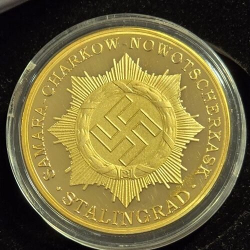 pm3.jpg WW2 Nazi German Third Reich Boxed 24K Gold Plated Panzer Medallion High Quality Die Struck Medal
