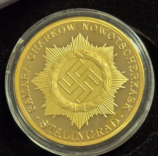 pm3.jpg WW2 Nazi German Third Reich Boxed 24K Gold Plated Panzer Medallion High Quality Die Struck Medal