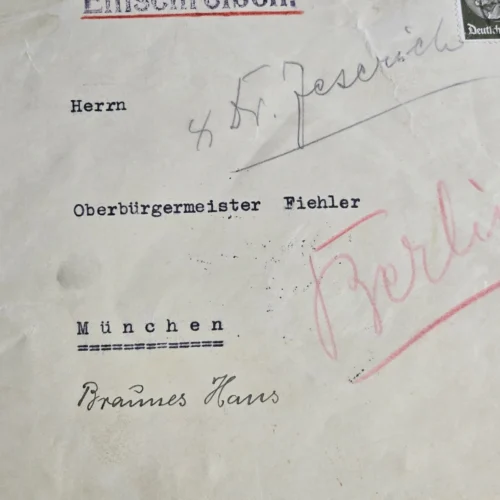 RARE WW2 German NSDAP Heinrich Hoffmann Cover to Munich Mayor Karl Fiehler Brown House!