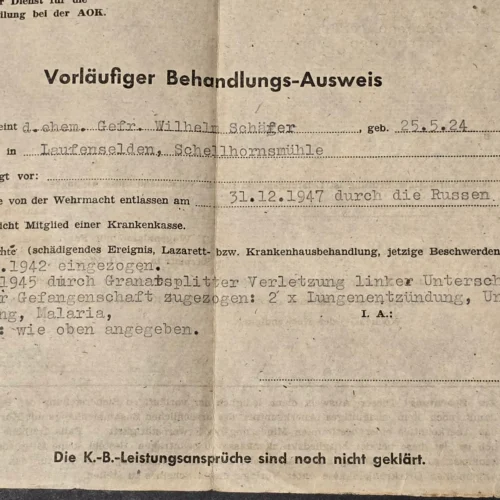 RARE WW2 German POW Release Certificate 1947 Russian Prison Repatriation Document