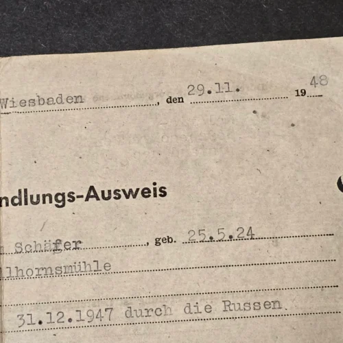 RARE WW2 German POW Release Certificate 1947 Russian Prison Repatriation Document