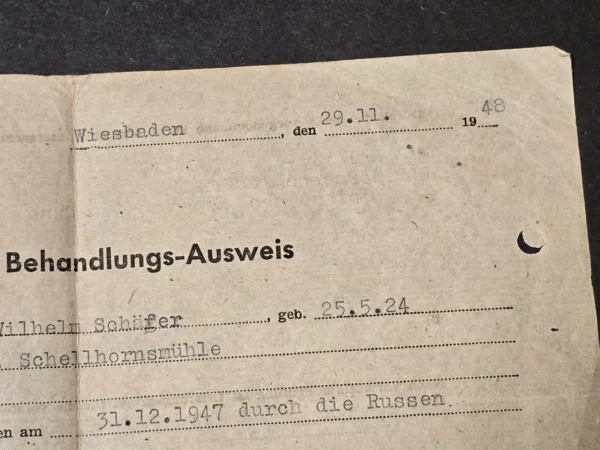 RARE WW2 German POW Release Certificate 1947 Russian Prison Repatriation Document