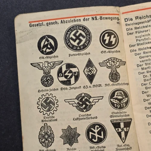 Rare WW2 German Third Reich Hitler-Jugend Pocket Handbook SS SA Ranks, Insignia & Organizations