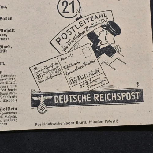 rare-wwii-nazi-german-third-reich-deutsche-reichspost-postal-district-directory-card-minde-02-3eb08336 Rare WWII Nazi German Third Reich Deutsche Reichspost Postal District Directory Card Minden Westfalia