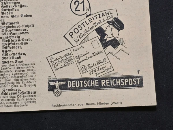 rare-wwii-nazi-german-third-reich-deutsche-reichspost-postal-district-directory-card-minde-02-3eb08336 Rare WWII Nazi German Third Reich Deutsche Reichspost Postal District Directory Card Minden Westfalia