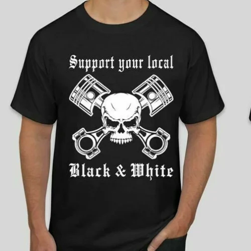 s-l1600 (13) Support your local outlaws T shirt Skull with Pistons SYLO