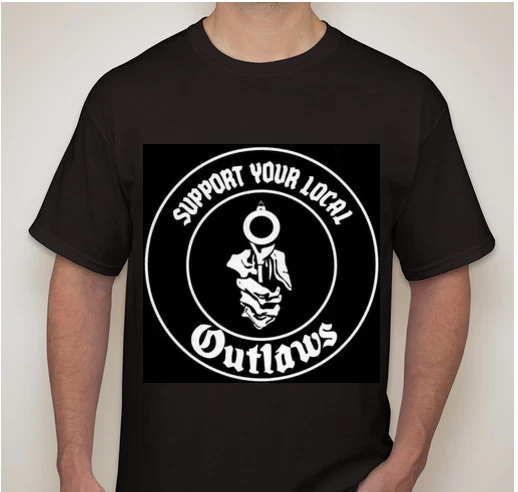 Support your local outlaws T shirt Skeleton hand with Gun SYLO