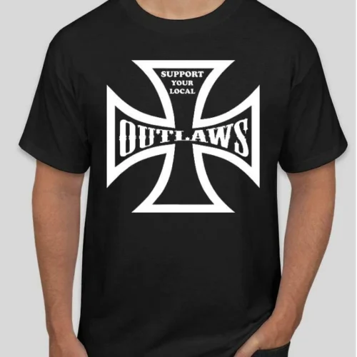 WW2 Nazi German SS Iron Cross Support your Local Outlaws T shirt