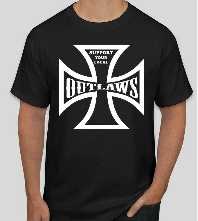 WW2 Nazi German SS Iron Cross Support your Local Outlaws T shirt