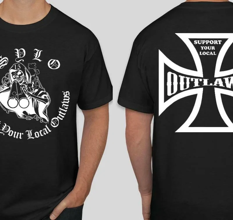 WW2 Nazi German SS Iron Cross Support your Local Outlaws T shirt 2 sided SYLO