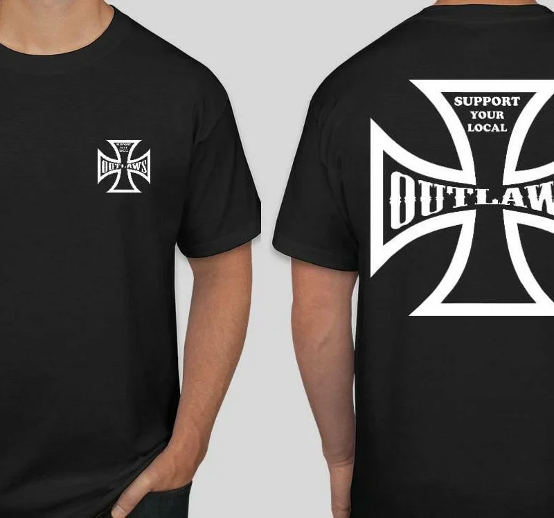 WW2 Nazi German SS Iron Cross Support your Local Outlaws T shirt 2 sided
